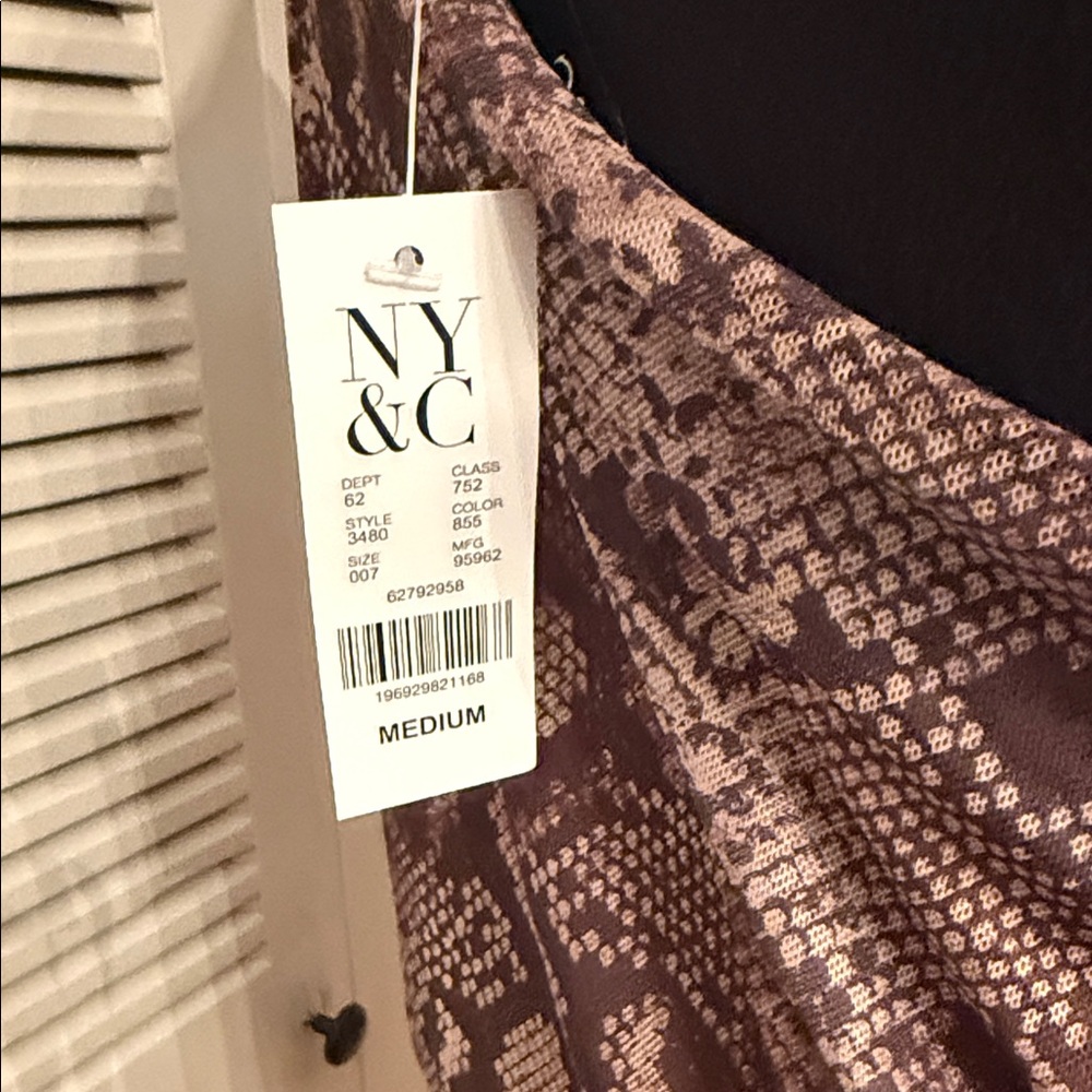 New York & Company Brown Snake-Print One-Shoulder Ruched Midi Dress - Picture 2 of 6